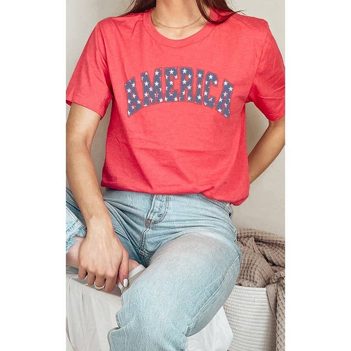 T-shirt graphique d'été Patriotic 4th of July America White Stars pour la vente par Select Apparel