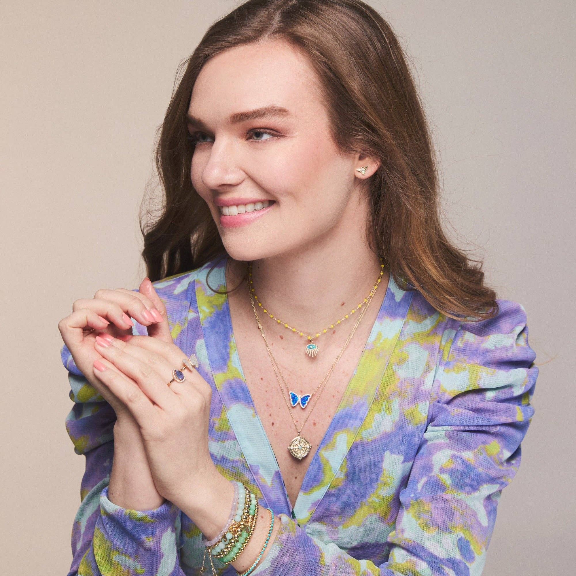 Kamaria Jewelry - Wholesale Pendant/Charm Necklace - Opal Butterfly Necklace With Crystals71