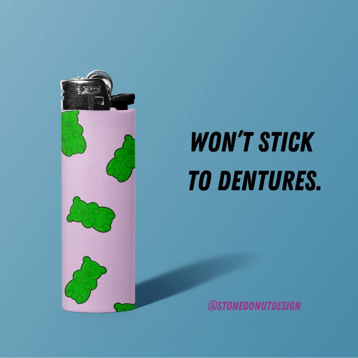 Green Gummi Bear Lighter for wholesale by Stone Donut Design, LLC