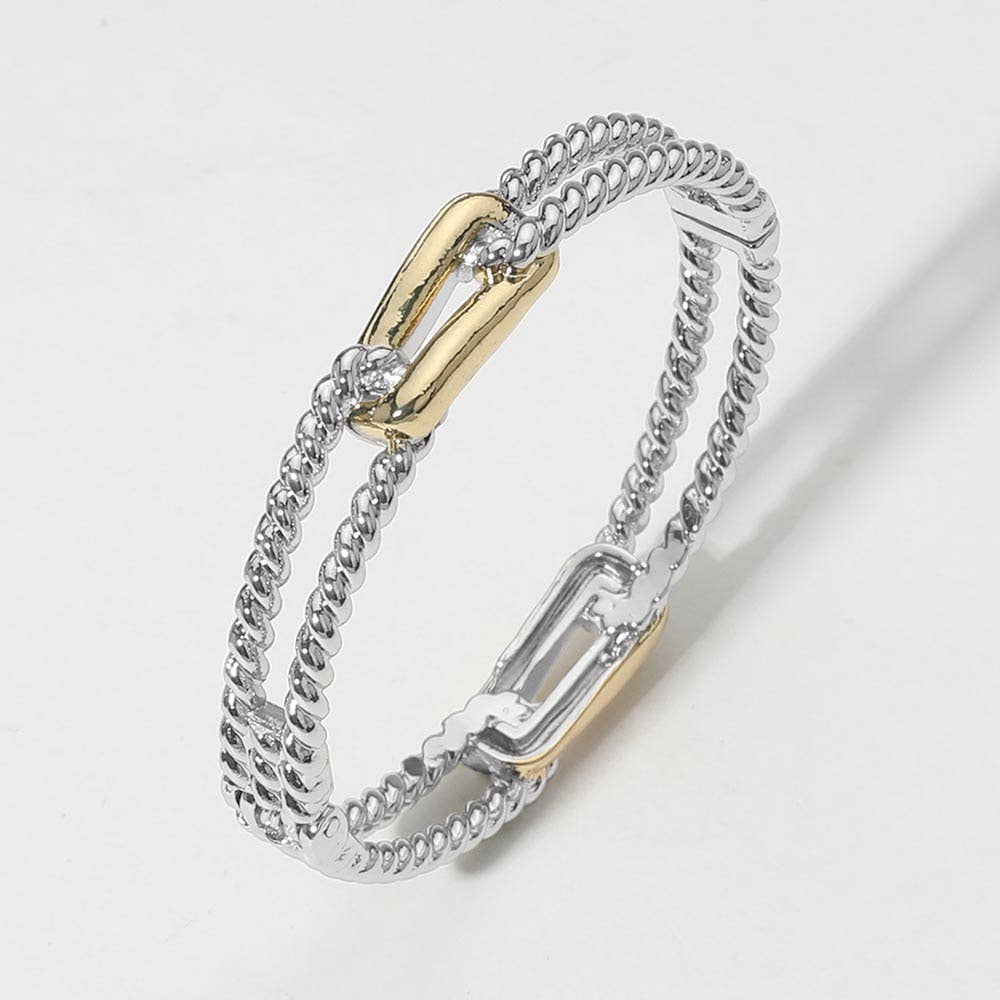 Sensibling Corp. - Wholesale Bangle Bracelet - Two Tone Rope Hinged Bangle Bracelet0