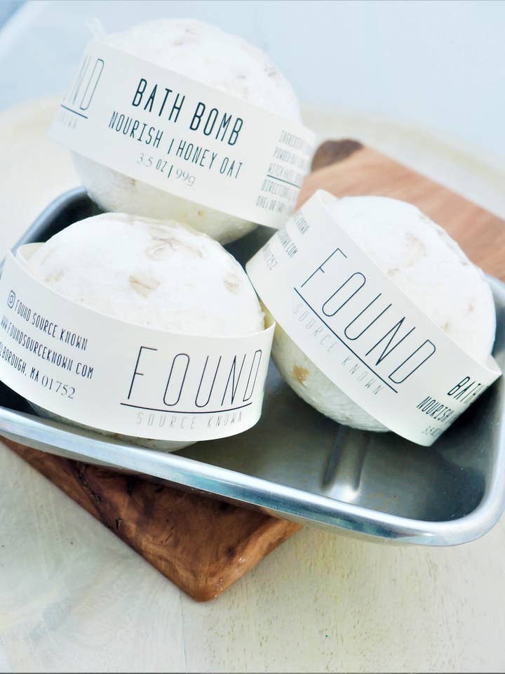 Bath Bomb - Nourish | Honey Oat - 3oz for wholesale by Found Source Known