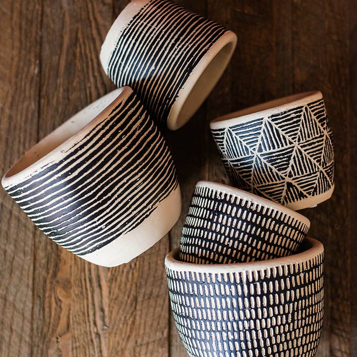 Rustic Reach - Wholesale Plant Pot - Geometric Art Concrete Flower Pot