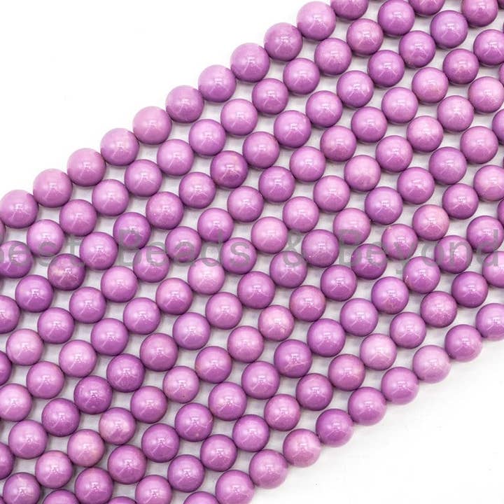 BestBeads&Beyond - Wholesale Beads - Top Quality Natural Genuine Phosphosiderite Smooth Round Beads, 8mm/10mm/12mm Purple Gemstone Beads,15.5" Full Strand,SKU#U1781