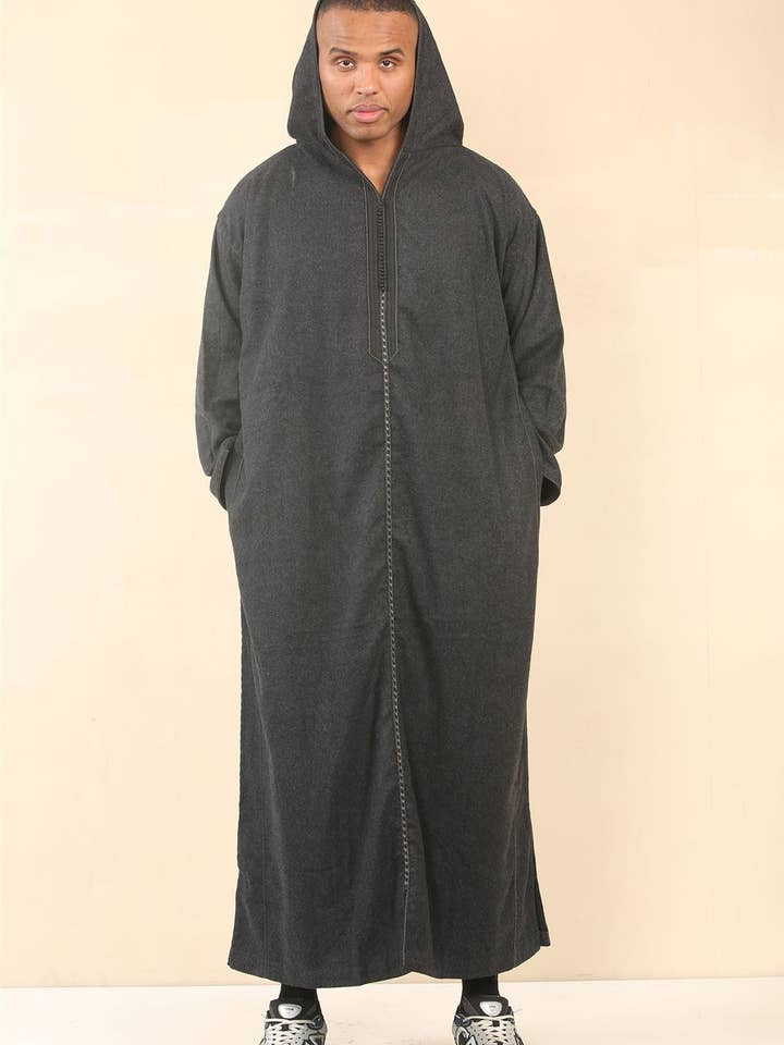 Infinity Leather (Upperclass Fashions Ltd) - Wholesale Robe - Men's - Men's Hooded Moroccan Thobe Djellaba Jubba Robe Eid