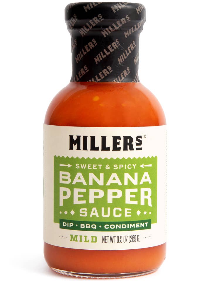 Millers Banana Pepper Sauce: Mild for wholesale by Miller's Gourmet Foods, LLC