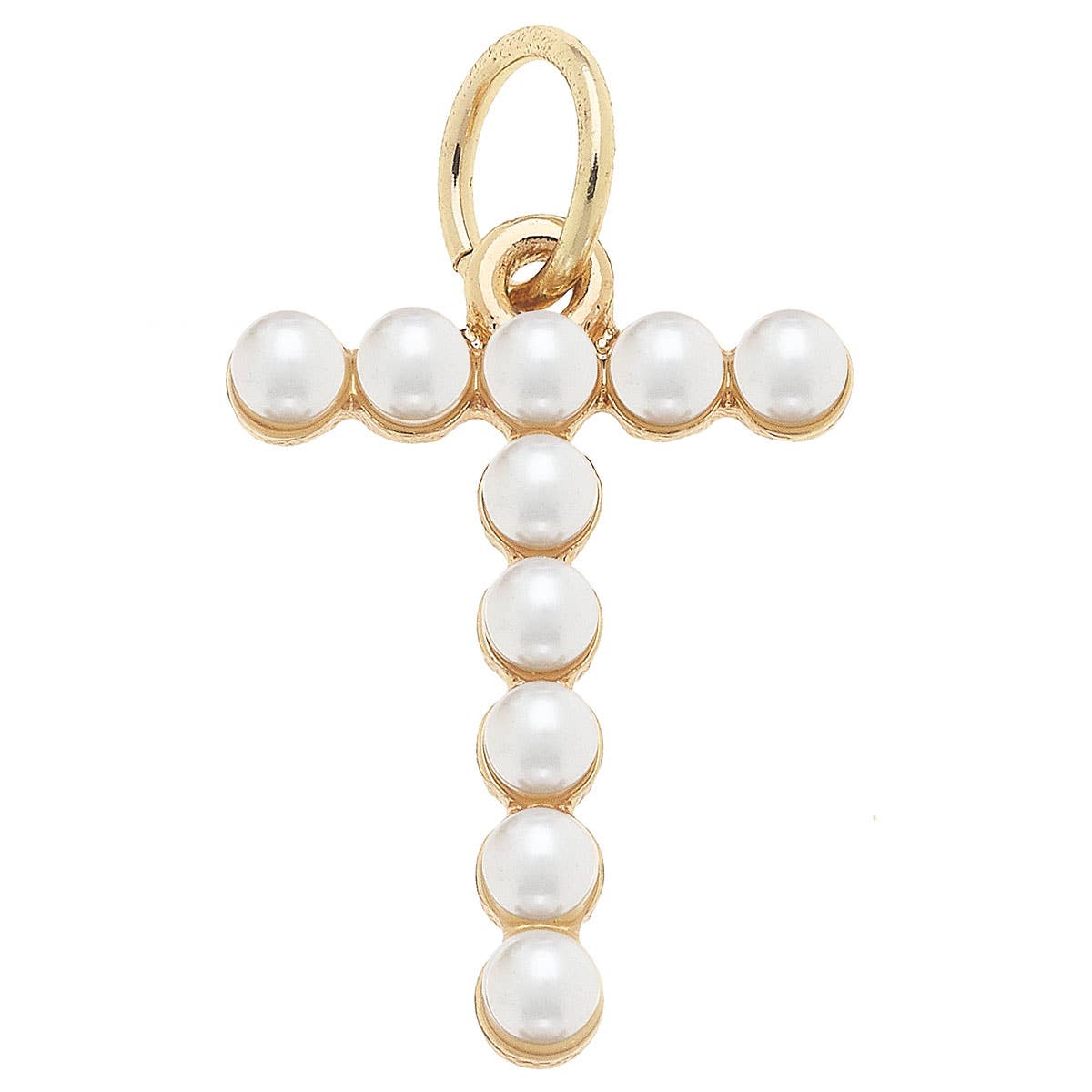 Canvas Style - Wholesale Individual Charm/Pendant - Pearl-Studded Letter Charm in Ivory1