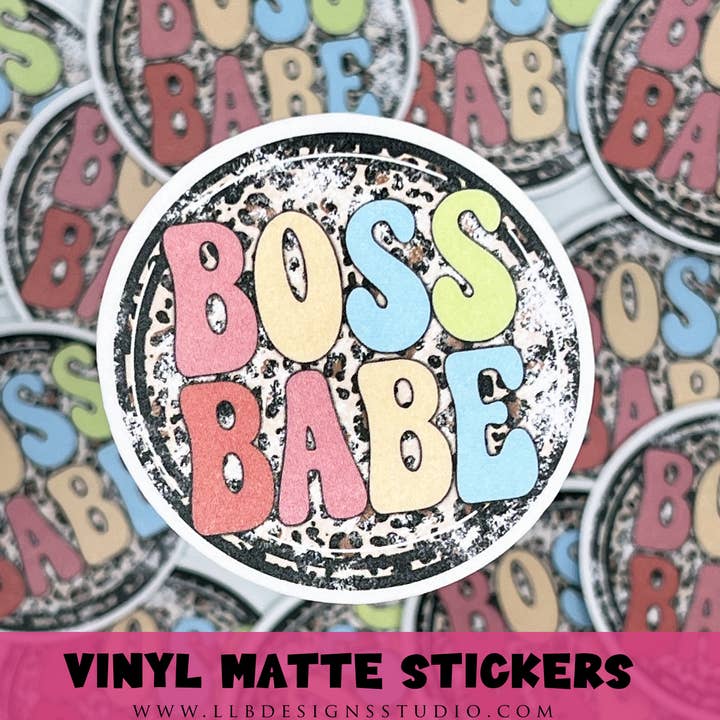 Boss Babe Round | Rellenadores de paquetes | Marca empresarial | Pegatinas para pequeñas tiendas | Pegatina de vinilo número: V0002 | Listo para enviar para venta al por mayor de LLB Designs Studio