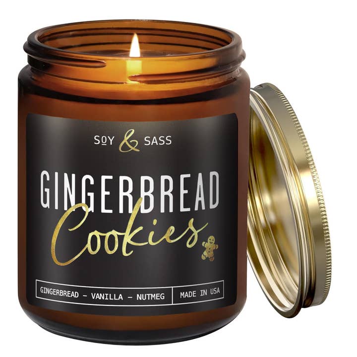 Candela Gingerbread Cookies - Candele natalizie prodotte negli Stati Uniti per la vendita all'ingrosso da parte di Soy and Sass