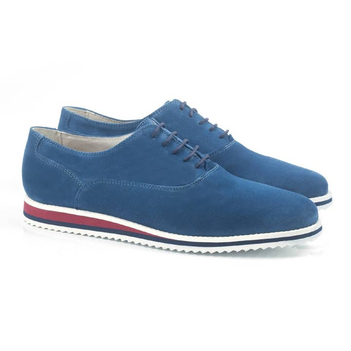 SAKERBY-TABARCA blue suede Oxford for wholesale by Men's Heritage