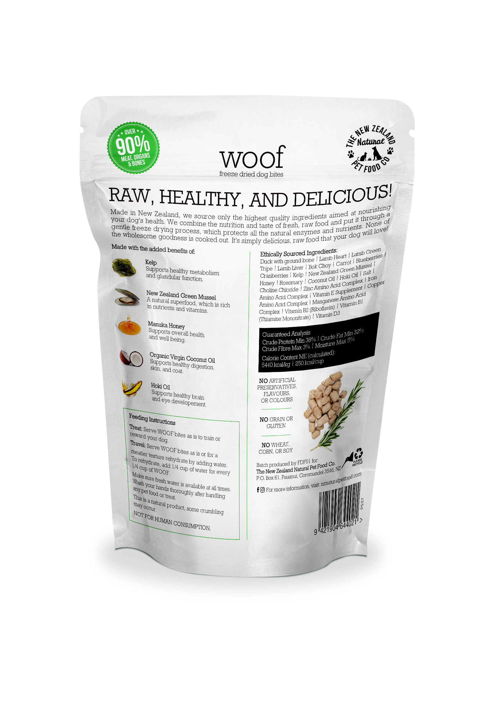 The New Zealand Natural Pet Food Co - Wholesale Pet Food - Dog - Woof Duck Freeze Dried Dog Food 1.76oz | 9.9oz | 2.2lb1