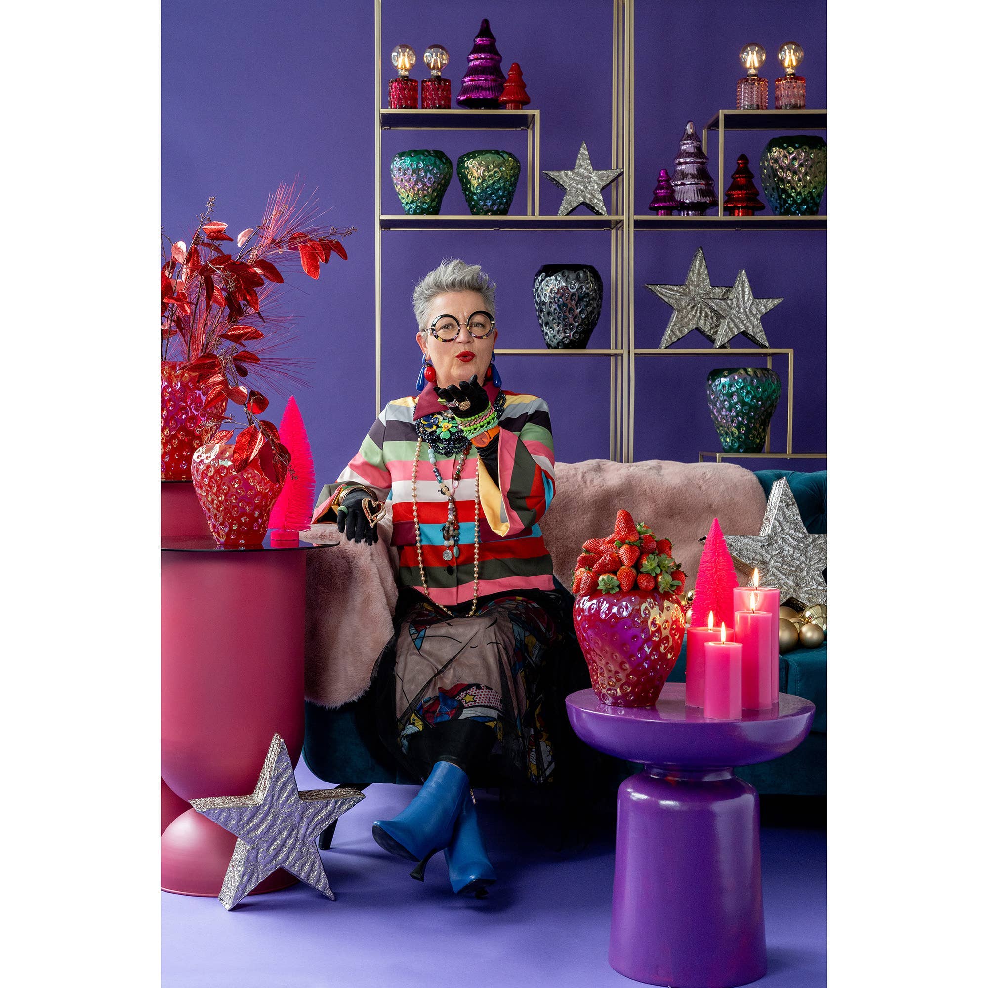 Vosteen - Wholesale Vase - Leyte glass vase, D23cm, H26cm, anthracite1