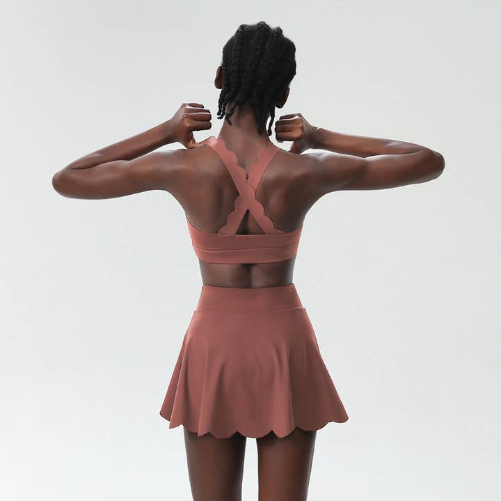 Sodalemon - Wholesale Activewear Set - Women's - Women Seamless Quick-Dry Set Strappy Bra & A-Line Skirt9