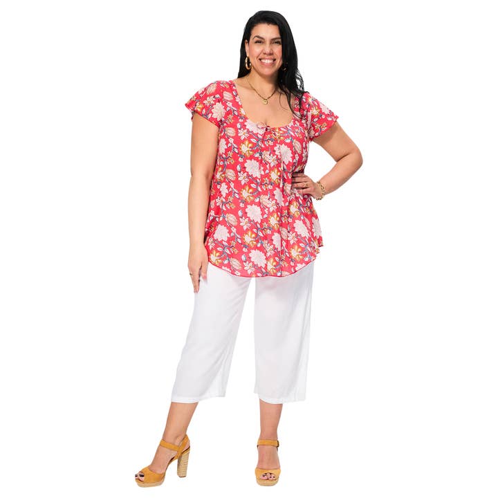 SUMMER SHORT-SLEEVE BLOUSE TUP0563A for wholesale by La Mano Boho