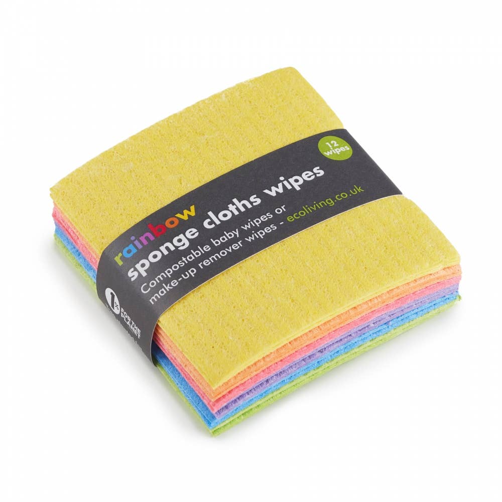 ecoLiving - Wholesale Face & Body Wipes - 12 Rainbow Sponge Cloths Wipes2
