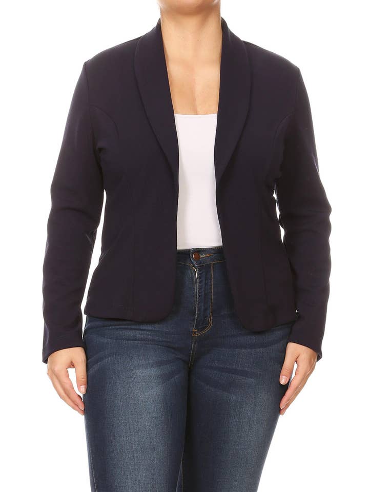 MOA COLLECTION - Wholesale Blazer - Women's - Women's Solid Casual Plus Size Trendy Blazer Jacket32
