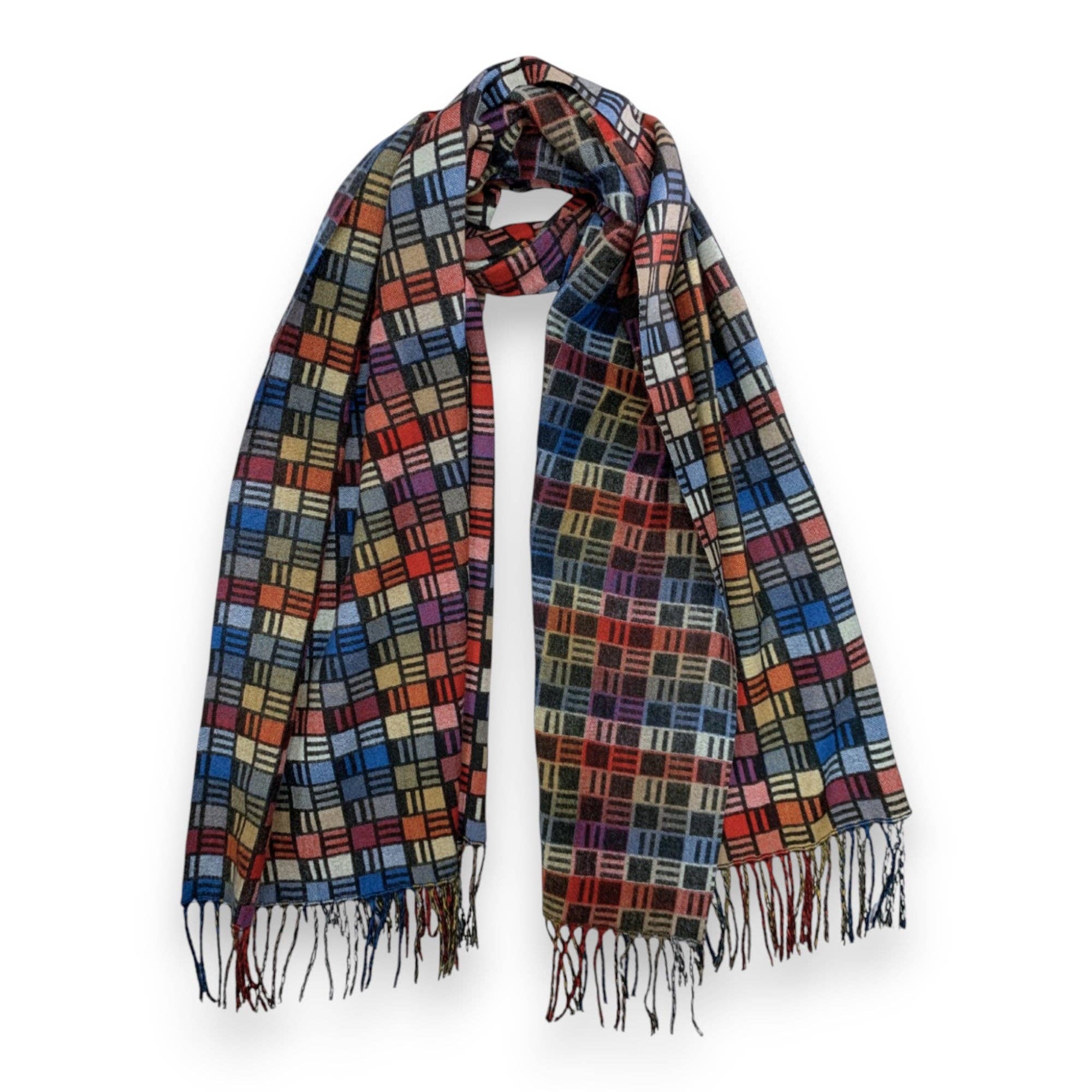 Lili Scarves (US Duty Free) – wholesale Halsduk - Dam – Cube Print Cashmere-blandning Vinterhalsduk2