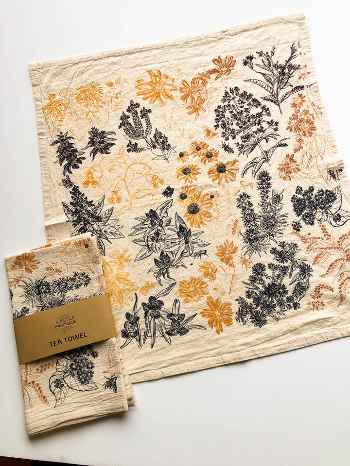 Efterårs Vildblomster Viskestykke for engroshandel hos Solstice Handmade