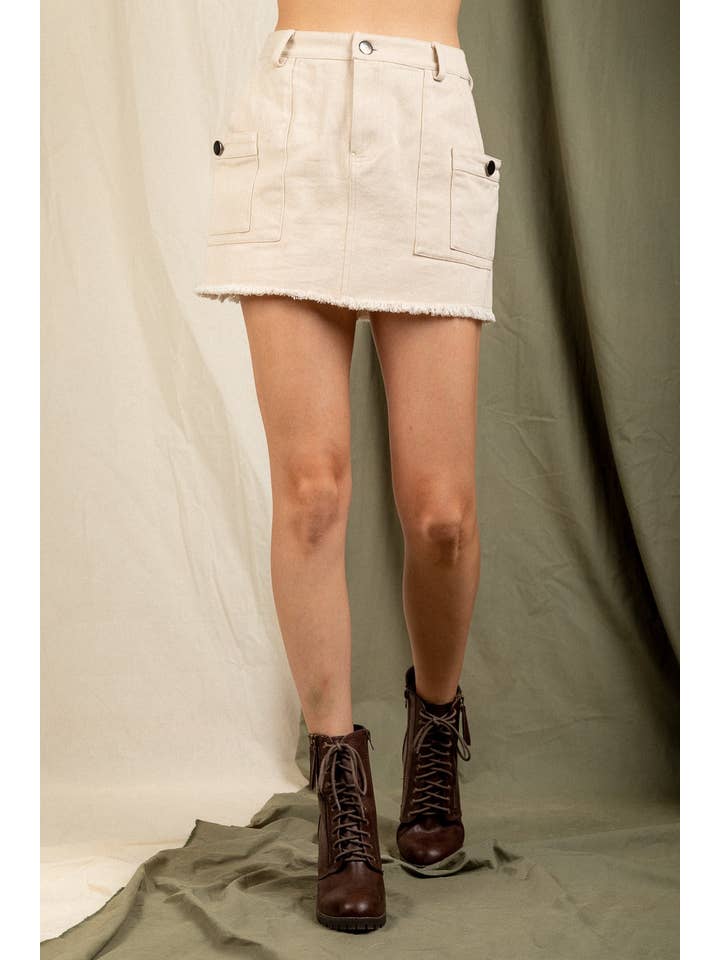 VERY J - Wholesale Skirt - Women's - VS50911-Solid Cotton Y2K Cargo Mini Skirt9