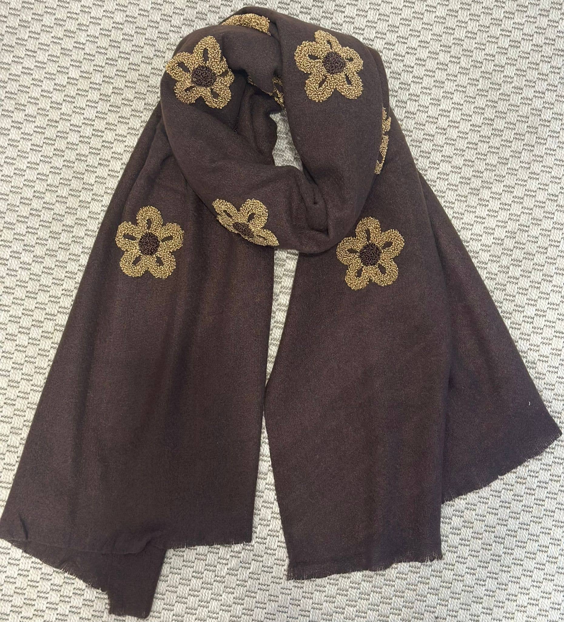 ADORA - Wholesale Scarf - Women's - Scarf with embroidered flowers0