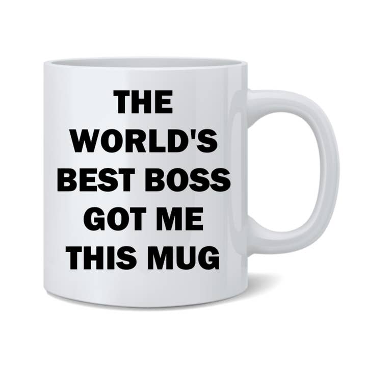 Tazza Worlds Best Boss Got Me This, tazza da ufficio per colleghi, 325 ml per la vendita all'ingrosso da parte di Gotham Gifts
