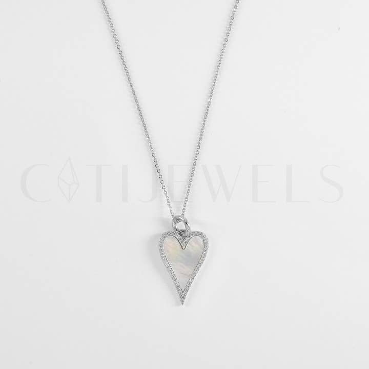 FELIX Z DESIGNS - Wholesale Pendant/Charm Necklace - 925 Silver/14K Gold Filled CZ Rim/MOP Heart Necklace