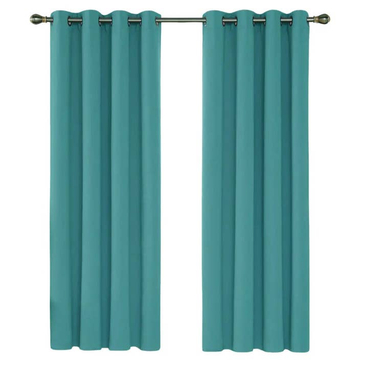 The Fitted Sheets – wholesale Curtain – Teal Blackout Thermal Curtains – Eyelet Top, 2 Panels1