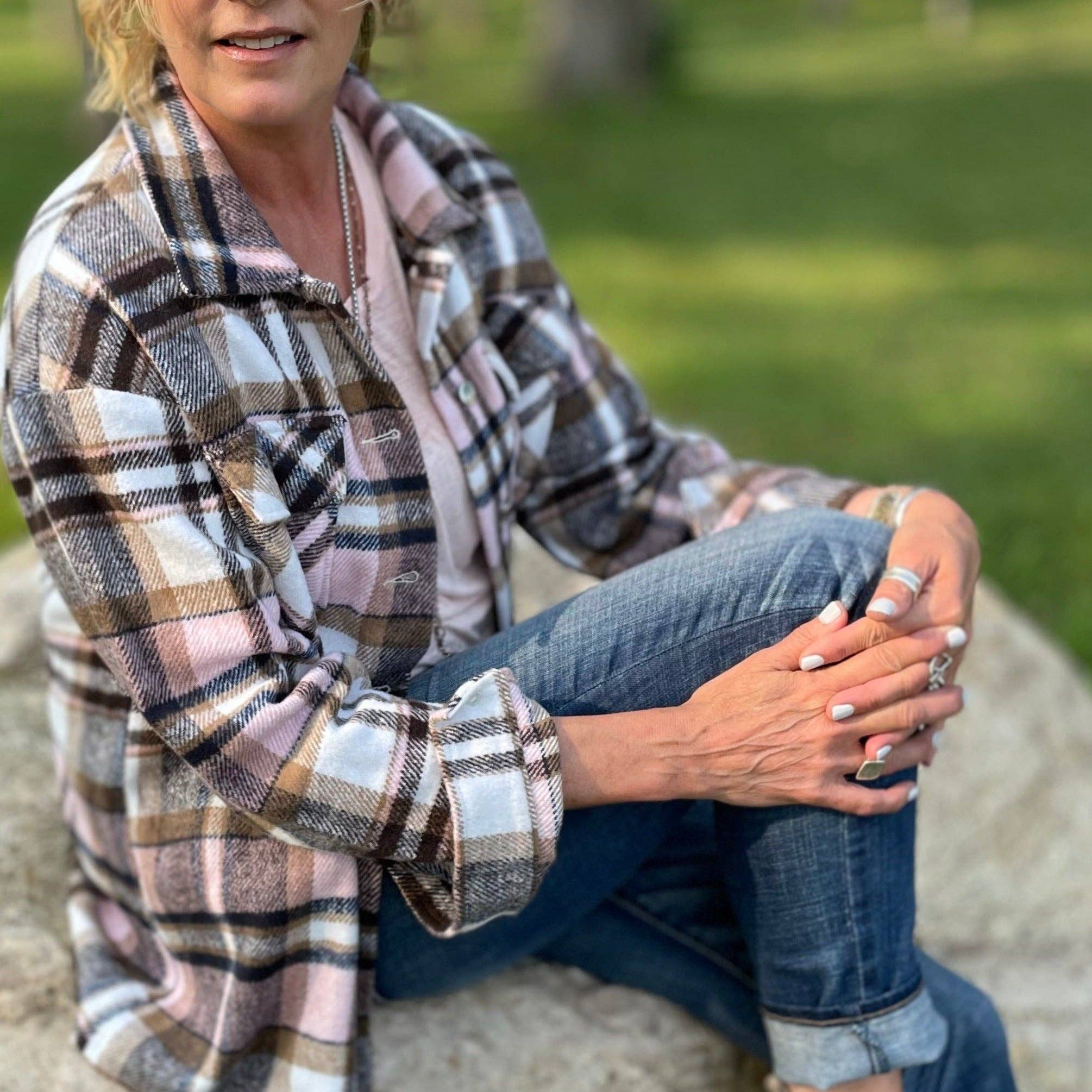 Rosa Camisa de franela a cuadros - Rosa de venta al por mayor en Faire7