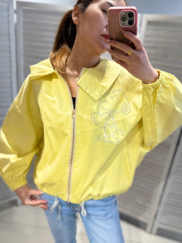 Veste zippée à col large et broderie fantaisie - Gia1010 pour la vente par VICTORIA&ISAAC