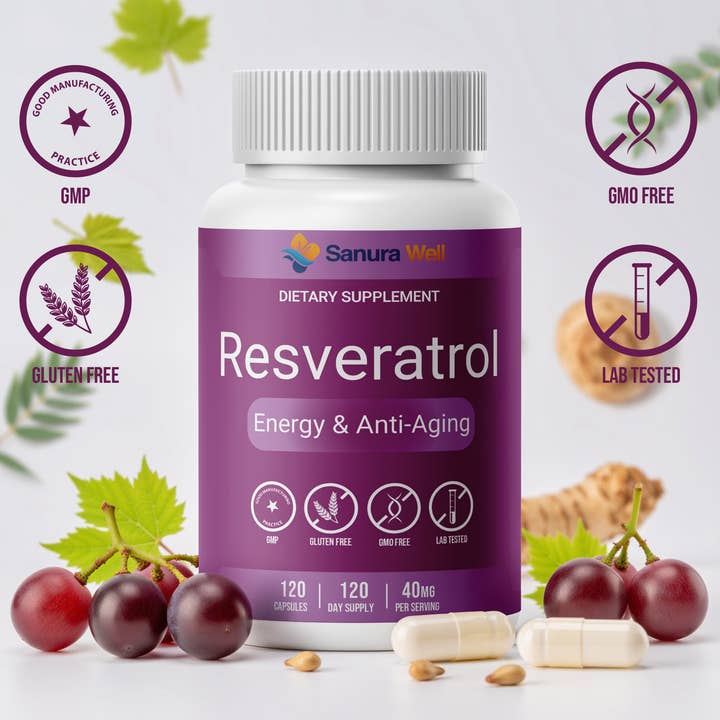 SANURA WELL Resvératrol 120 Capsules Anti-Âge & Énergie pour la vente par SANURA WELL