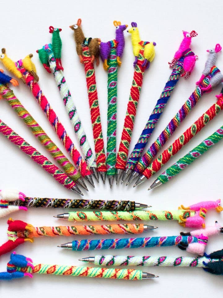 Llamas Pen Pack of 100 handmade assorted colors for wholesale by MODA LATINA