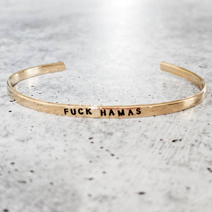 Salt and Sparkle - Wholesale Manchet-armband - Fuck Hamas verstelbare armband met dunne manchetten