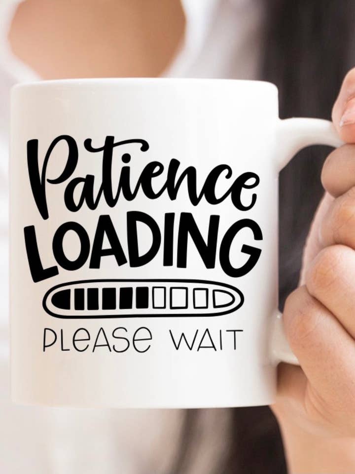 Tålamod Laddar 14 ounce kaffekopp för wholesale av Indigo Sky Mercantile