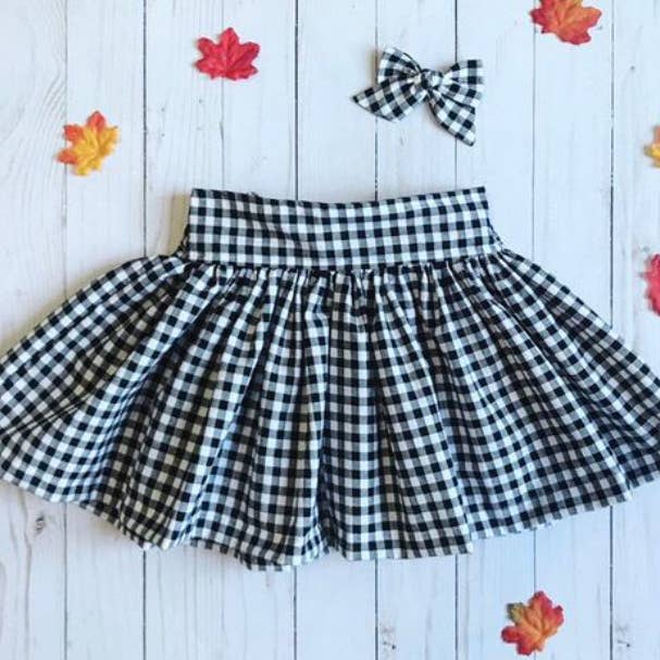 Black and White Plaid Skirt for wholesale by Honey Bee Babies Co