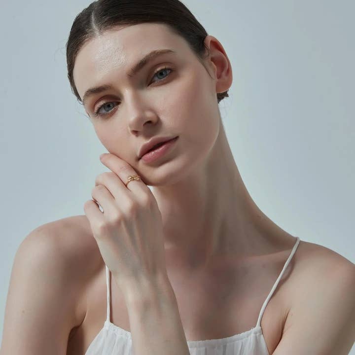 Perimade & Co. LLC - Wholesale Multi-Stone Ring - Rose Quartz Tulip Flower Bypass Ring in 925 Sterling Silver5