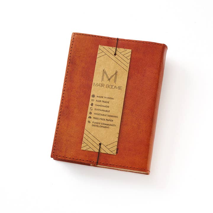 Matr Boomie Fair Trade - Wholesale Journal/Diary - Embossed Brown Leather Moon Phase 5x7 Journal - Refillable