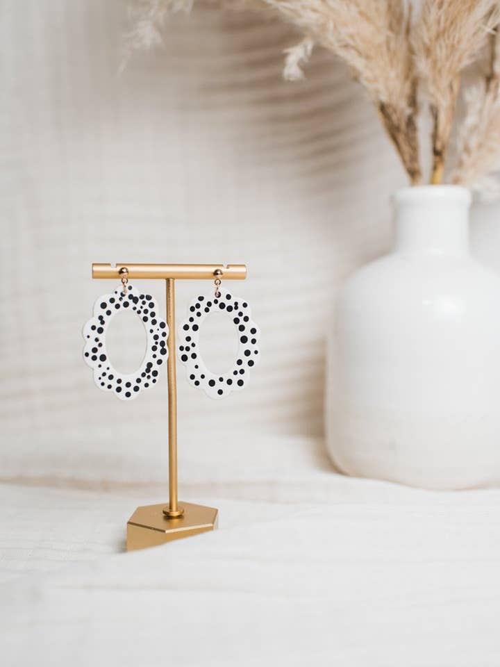 Black and White Polka Dot Dangles for wholesale by Rielle & Co.