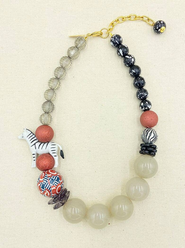 Lenora Dame - Wholesale Beaded/Pearl Necklace - The Zebra Necklace - Rust0