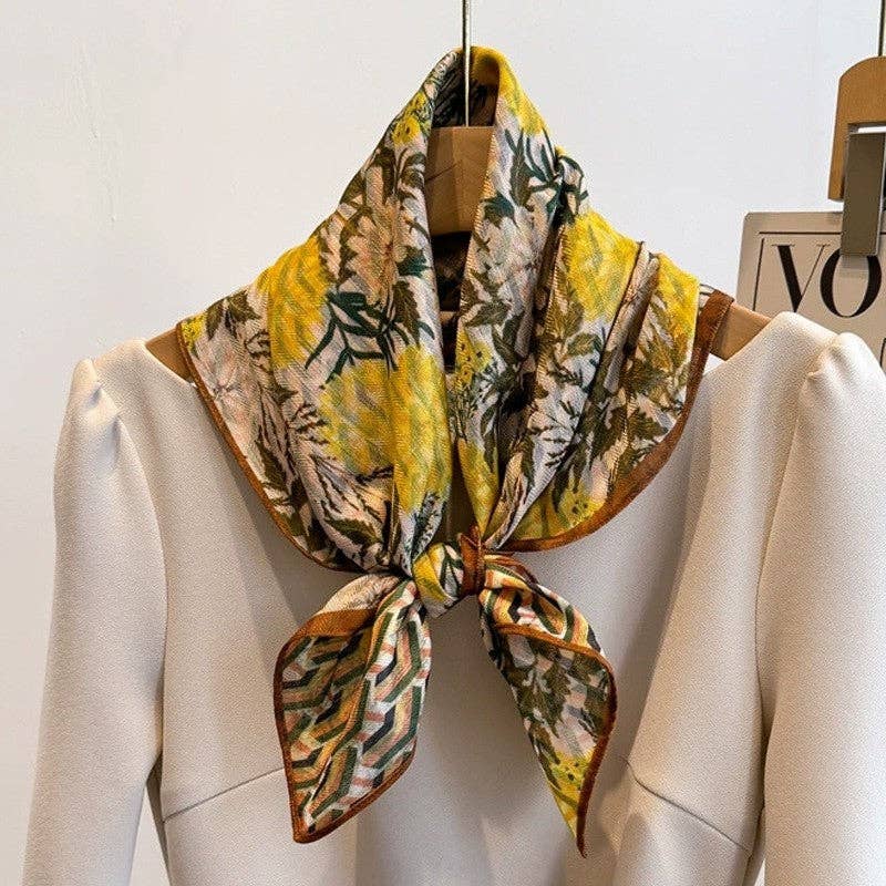 Yellow Double Sided Two Tone Imitation Velvet Cotton Handkerchief for wholesale on Faire1