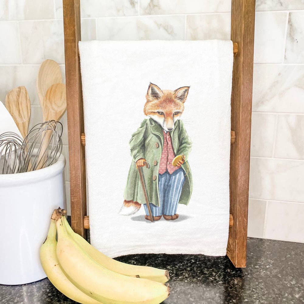 Indigo Tangerine - Wholesale Tea Towel - Fairytale Mr. Fox - Cotton Tea Towel0