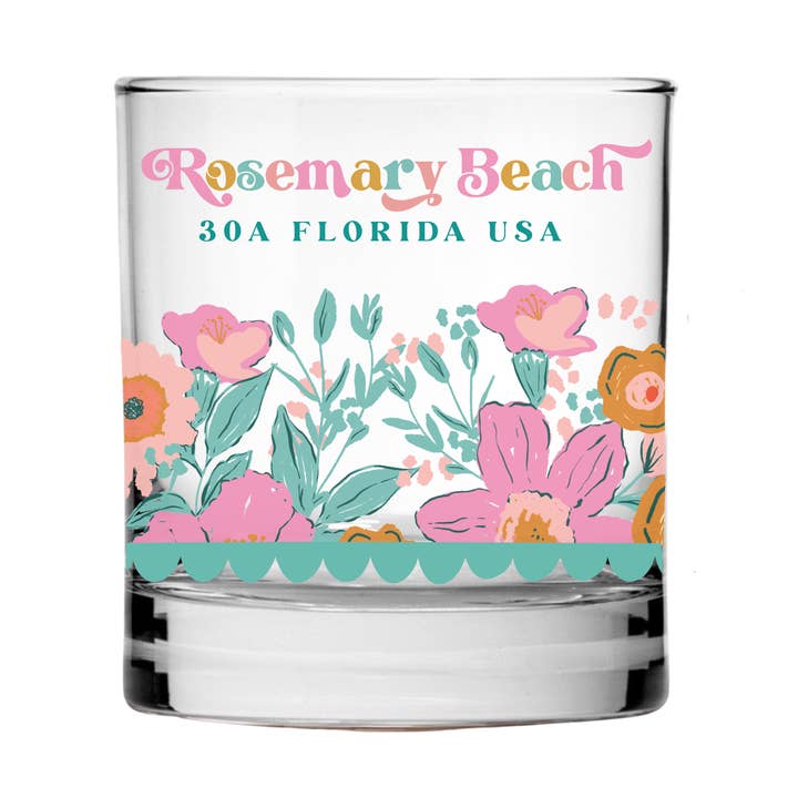 Florals, Cocktail Glass, Bourbon Glass, Custom Gifts for wholesale by Love Local