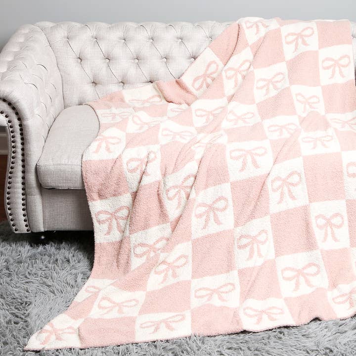 Fashion City - Wholesale Throw Blanket - RIBBON AND CHECKERED Cozy Soft Throw Blanket 11