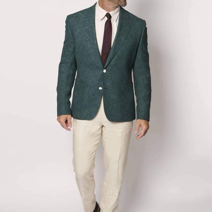 Blazer italien ajusté pour homme en laine Zignone bleu canard foncé pour la vente par Lodevole