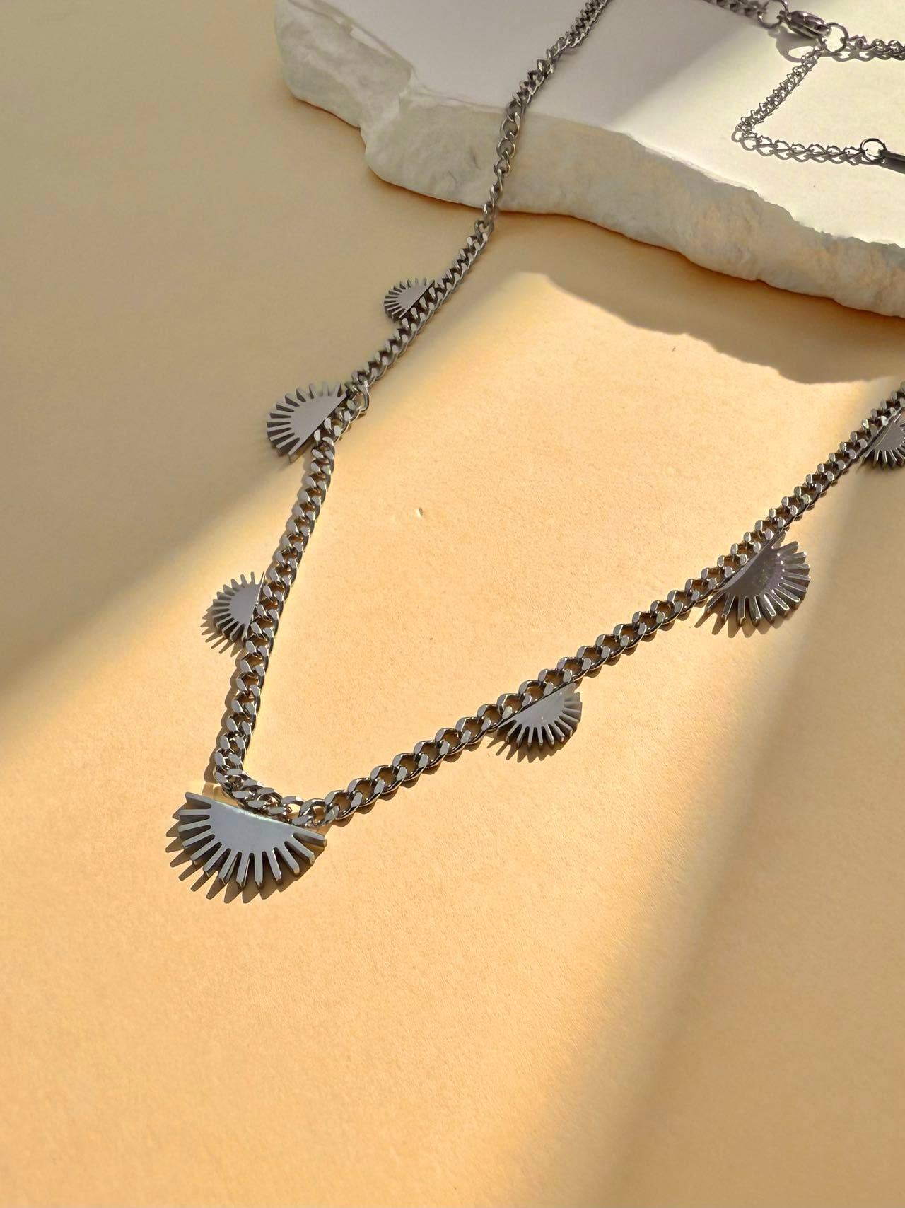 COSMOS - Wholesale Pendant/Charm Necklace - Stainless steel necklace with delicate solar patterns0