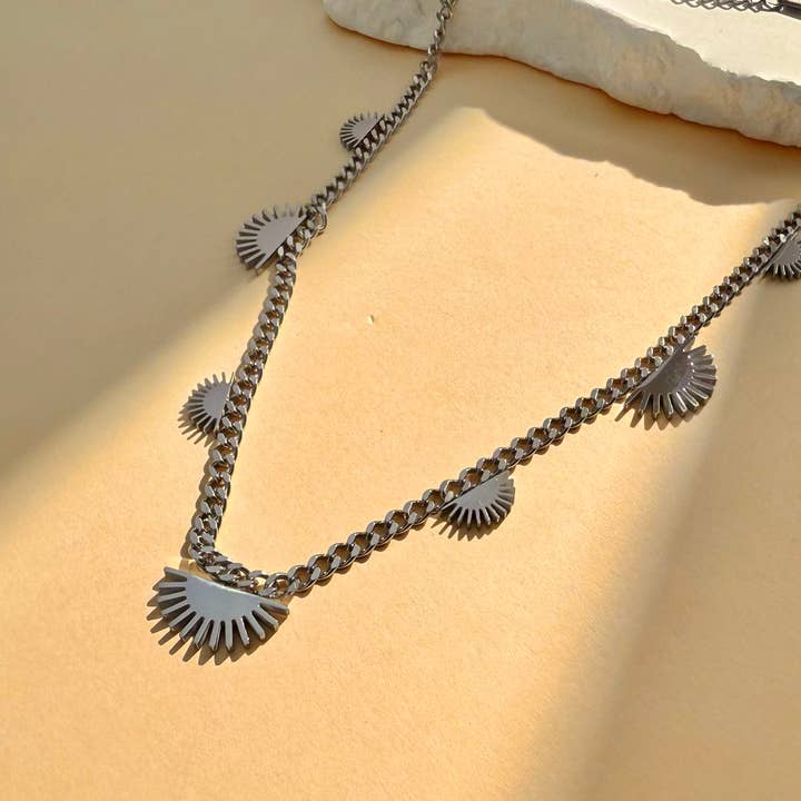 COSMOS - Wholesale Pendant/Charm Necklace - Stainless steel necklace with delicate solar patterns