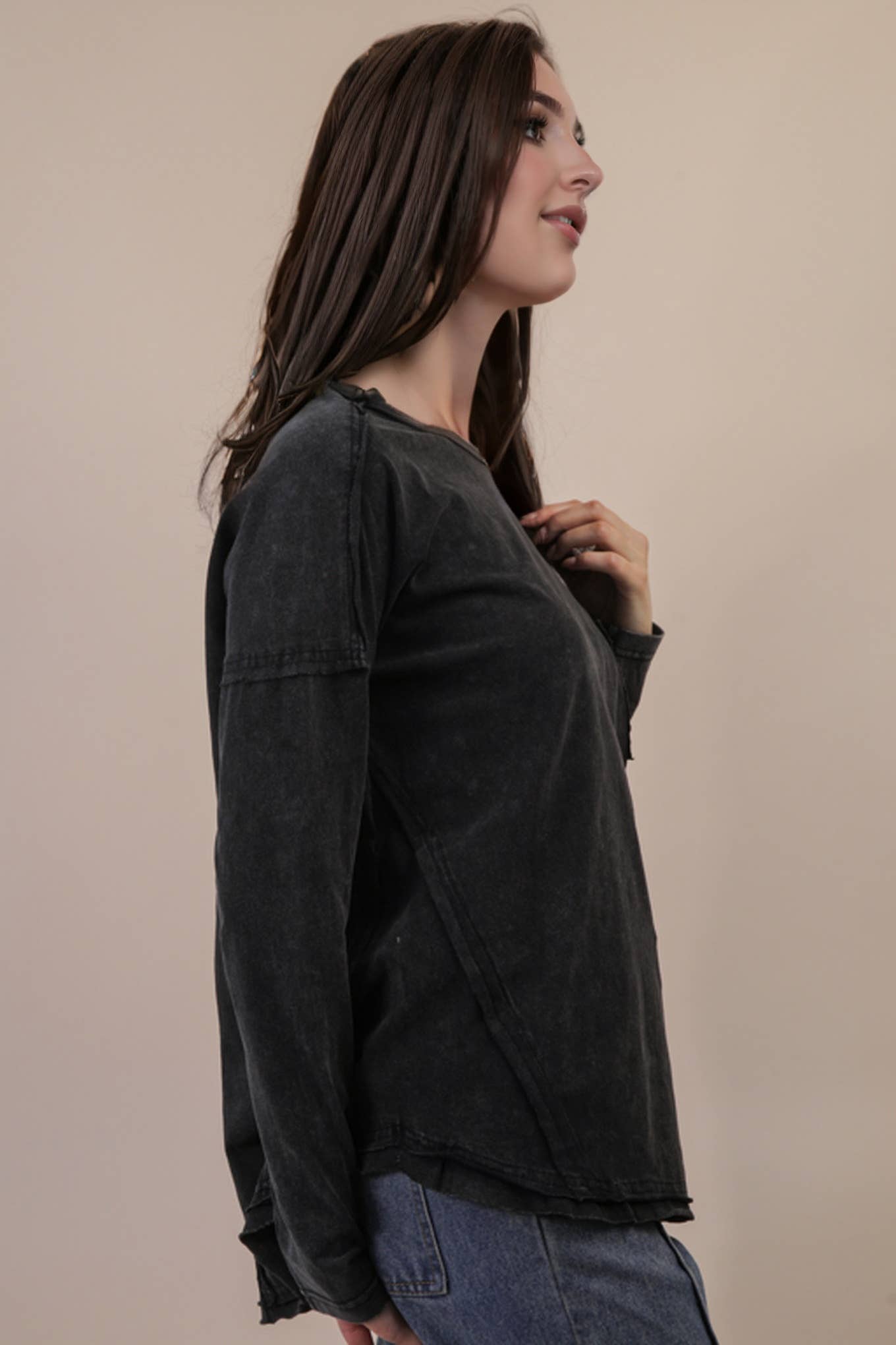 VERY J - Wholesale Knit Top - Women's - NT11817-Mineral Washed Casual Knit Top6