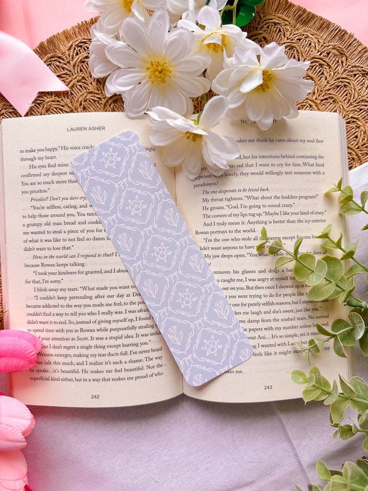 Bluebell Linen Bookmark for wholesale by BlushedDesigns Co.