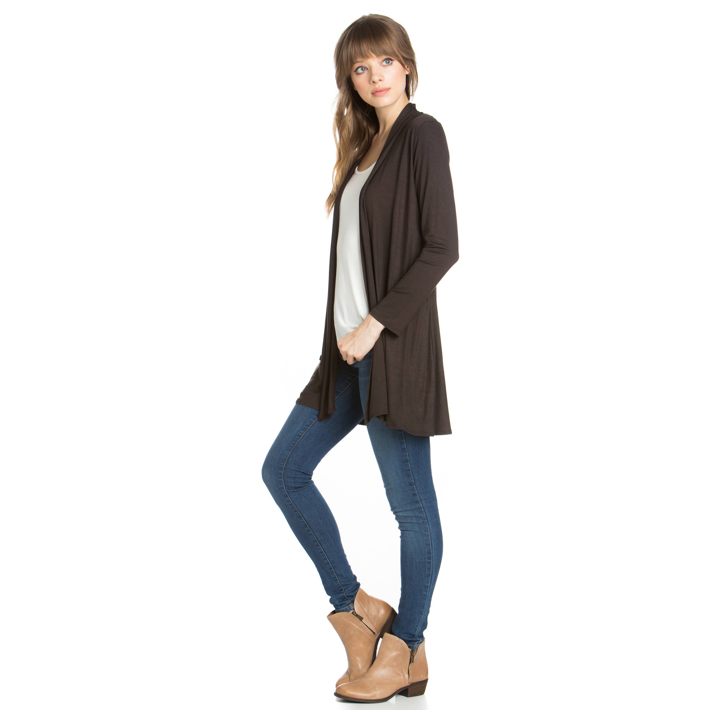 Azules Clothing - Venta al por mayor Cárdigan - Mujer - Cárdigan drapeado de manga larga con parte delantera abierta80