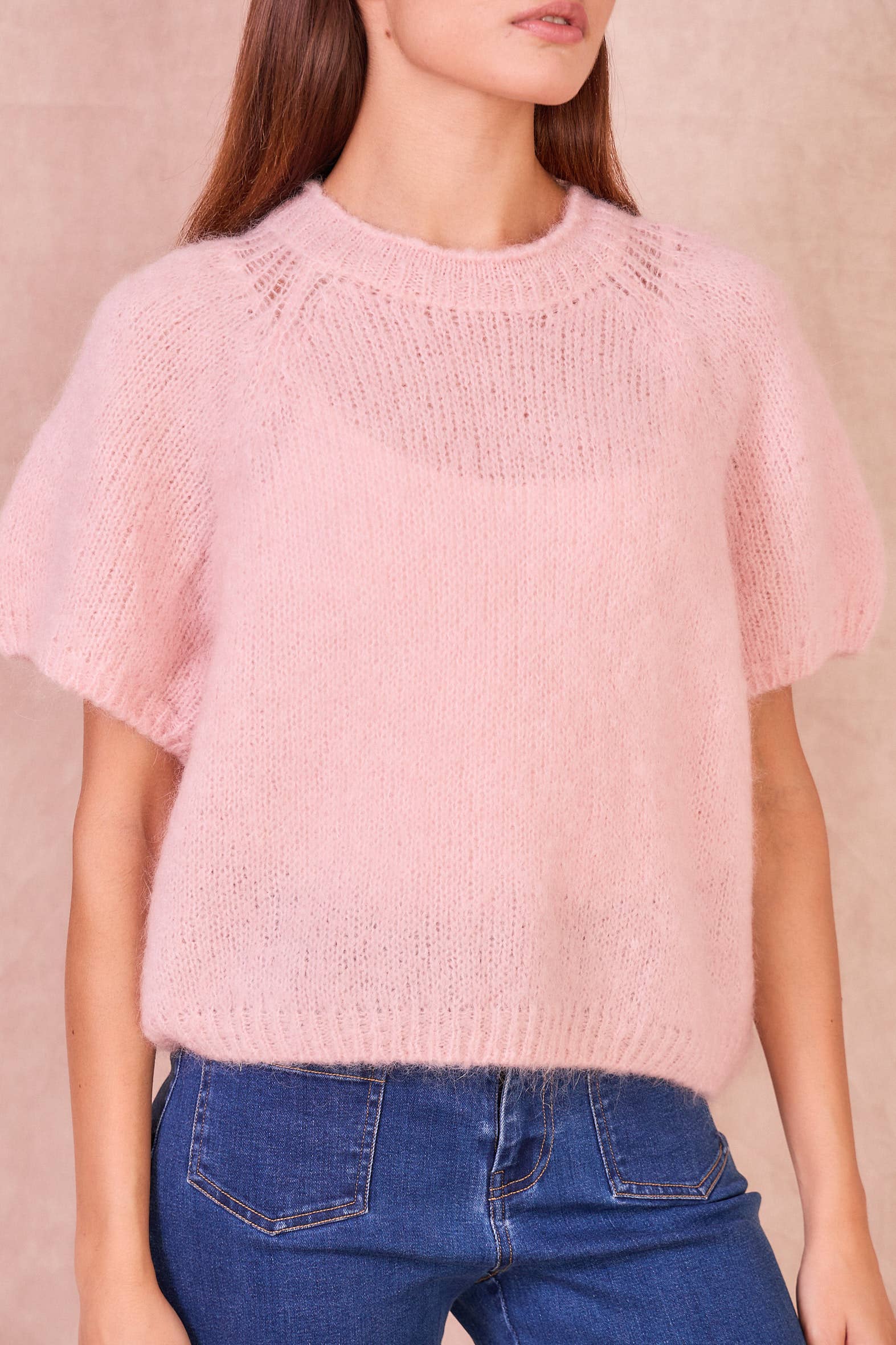 Calie Paris - Wholesale Knit Sweater - Women's - Short-Sleeve Mohair Blend Sweater1