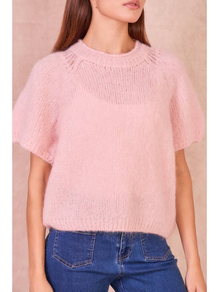 Calie Paris - Wholesale Knit Sweater - Women's - Short-Sleeve Mohair Blend Sweater1