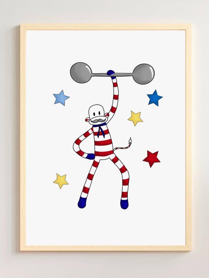 Cirque Homme Fort Etoiles poster for wholesale by Monsieur Chaussette